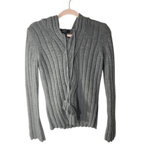 Express Women's Wool Heathered Gray Rug Carpet Patterned Texture Hoodie